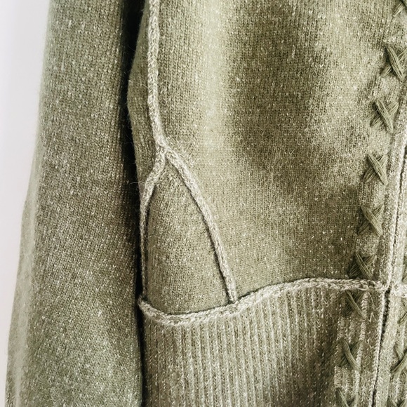 Paraphrase Lambswool Angora Zip Cardigan Sweater Marled Green Warm Sz Large - Picture 8 of 12